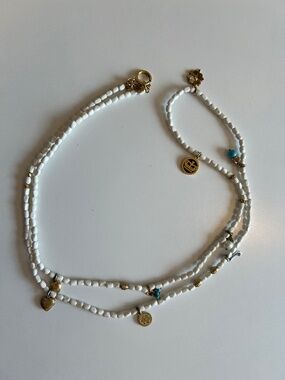Juicy Couture Vintage Y2K White Beaded Multi-Charm Necklace